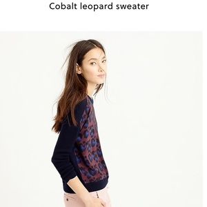 J Crew Cobalt Leopard Sweater